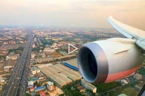 Oman Air 787-8 STUNNING Sunset Landing in Bangkok | Engine View