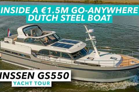 Inside a €1.4m go-anywhere Dutch steel boat | Linssen GS550 Variotop yacht tour | MBY