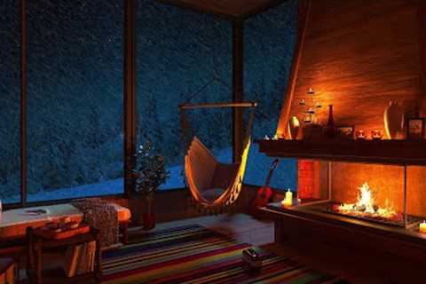 Relaxing Blizzard for Sleep | Snowstorm Sounds with Fireplace Crackling