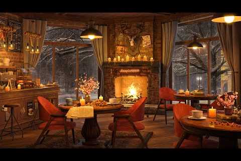 Elegant Smooth Jazz Music on Rainy Day to Relax, Study and Work - 4K Cozy Coffee Shop