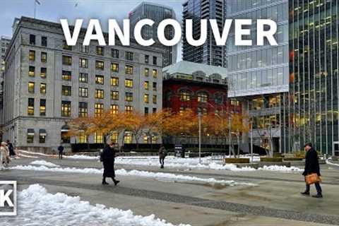 【4K】Downtown Vancouver Walk After Snowfall , Coal Harbour | BC Canada (Binaural City Sounds)