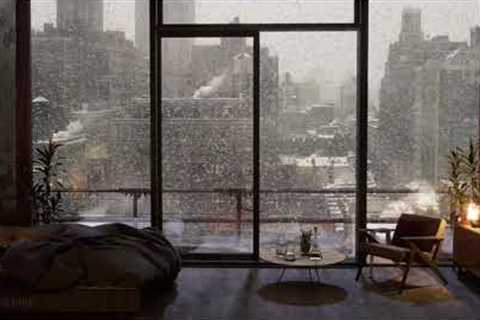 NYC Heavy Snowfall In A Cozy Apartment | Non-Christmas Version | 4K |  60FPS