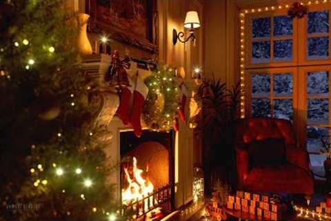 Stay Warm And Cozy This Christmas | Fireplace Ambience | Blizzard &amp; Fireplace Sound | 4K |..
