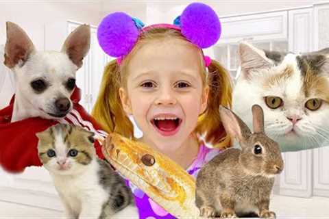 Nastya and all the animals in her house