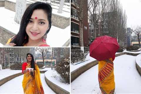 Enjoying snowfall in Beijing|| Snowfall|| Enjoy cold weather #Snowfall #China