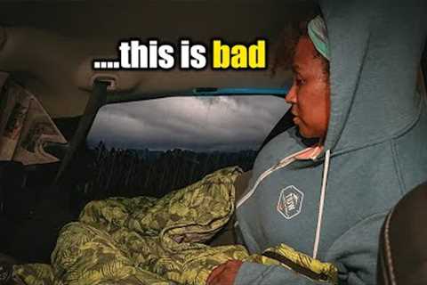 My Camper Van Broke! Car Camping Alone in a Severe Thunderstorm in the Woods (RV Life)