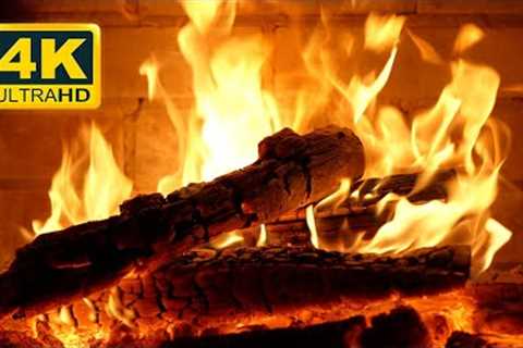 FIREPLACE 4K 🔥 Cozy Fire Ambience (12 HOURS). Fireplace video with Burning Logs &amp; Fire Sounds
