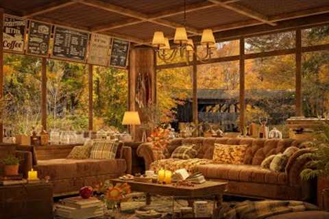 4K Instrumental Jazz Music at Cozy Coffee Cabin 🍂 Autumn Jazz Piano for Studying, Working