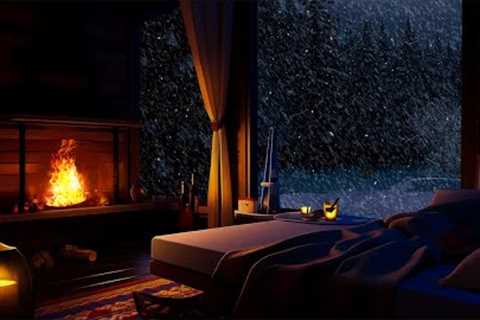 🔴 Sleep instantly with relaxing snowy winter wonderland | sleep, study with warm fireplace sound