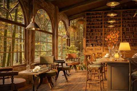 4K Instrumental Jazz Music at Autumn Coffee Shop Ambience 🍂 Soothing Jazz Music for Study, Work