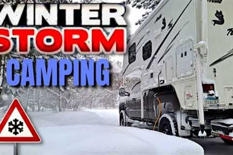 Truck Camping in a Snowstorm, 13 of snow! Custom built Rotisserie