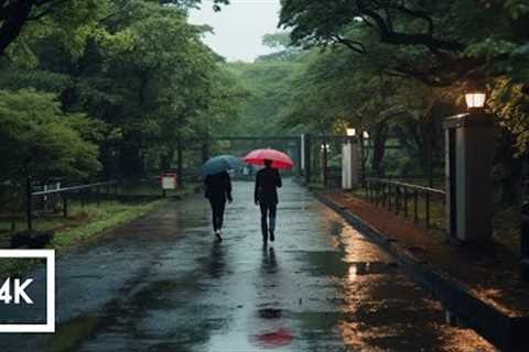 Relaxing Rainy Day Walk in Shibuya Yoyogi Park, Japan