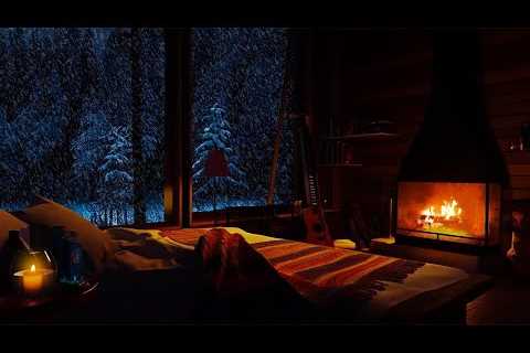 Feel the winter wonderland | Comfortable fireplace sound | Enchanting Cabin Views | Snow storm ASMR