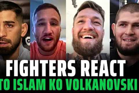 Fighters react to Islam Makhachev Knocks Out Alex Volkanovski #UFC294