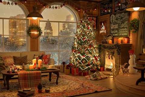 Winter Coffee Shop Ambience 4K ❄ Smooth Piano Jazz Music for Relaxing, Studying and Working