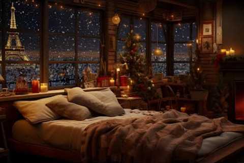 Winter Ambience | Snowfall Bliss - Cozy Christmas Fireplace with Winter Sounds for Serene Sleep