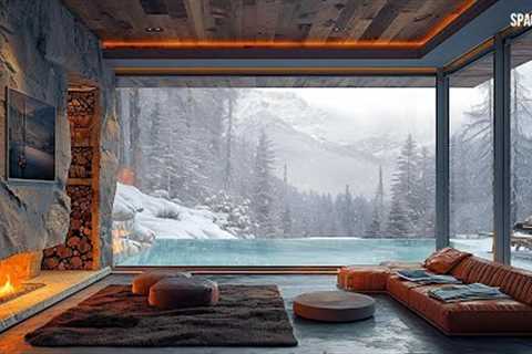 Cozy Winter Cabin Ambience with Sweet Piano Jazz Music &amp; Fireplace Sound for Relax, Study,Deep..