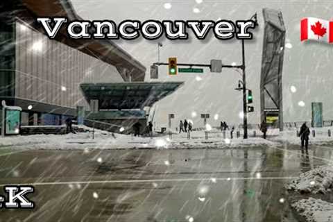 🇨🇦 [4K] ❄️❄️❄️ Driving in The Snowfall,  Downtown Vancouver, BC Canada 2024
