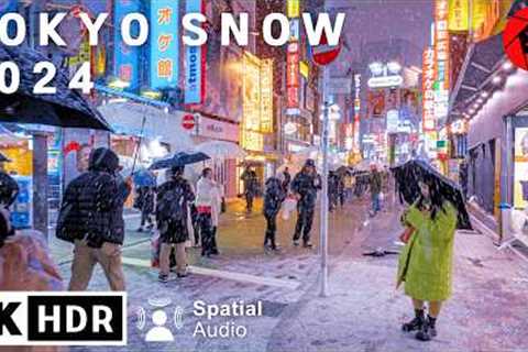 Shibuya Snow Storm Night Walk 2024 // 4K HDR