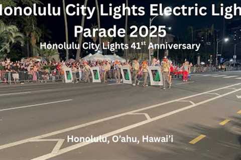 4K Honolulu City Lights Parade 2025 in Honolulu, Oahu, Hawaii